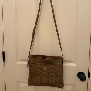 Coach Tan Leather Bag with Logo Patch